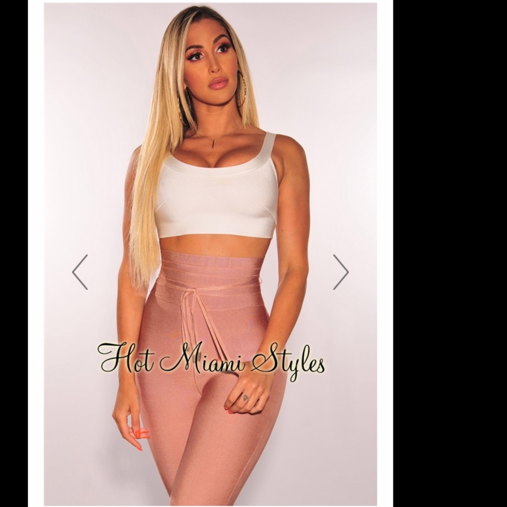 Hot Miami Styles White Bandage Crop Tank Top